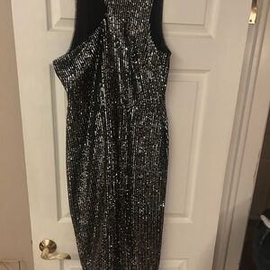 Glamorous Black and Silver Asymmetrical Dress